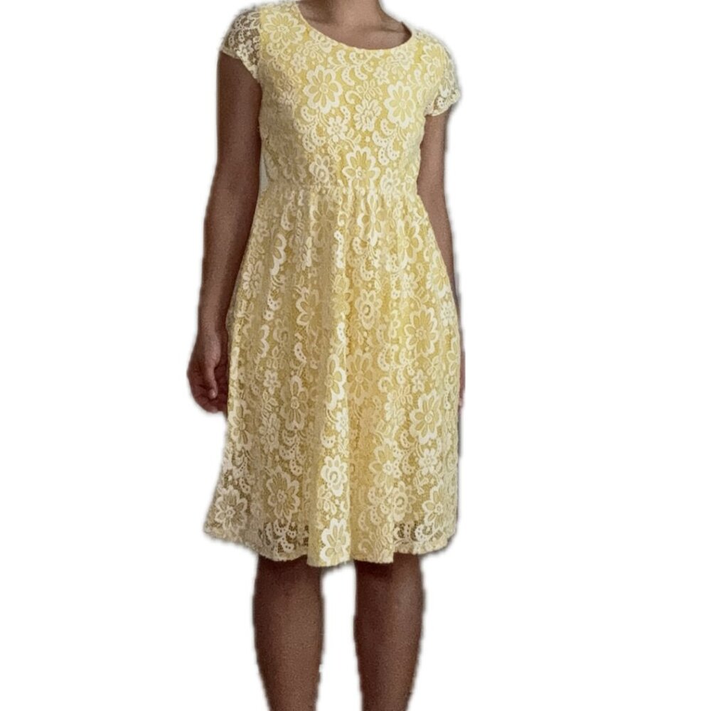 NY COLLECTION Yellow Lace Sunday Dress